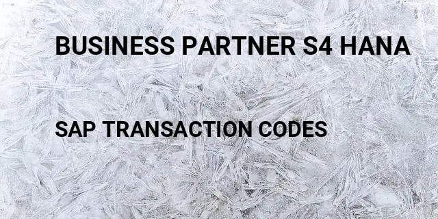 Business partner s4 hana Tcode in SAP