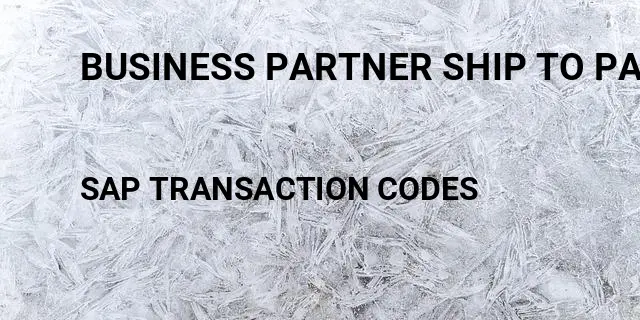 Business partner ship to party Tcode in SAP