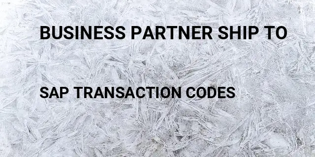 Business partner ship to Tcode in SAP