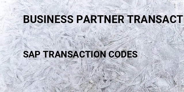 Business partner transaction codes Tcode in SAP