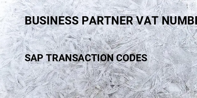 Business partner vat number Tcode in SAP
