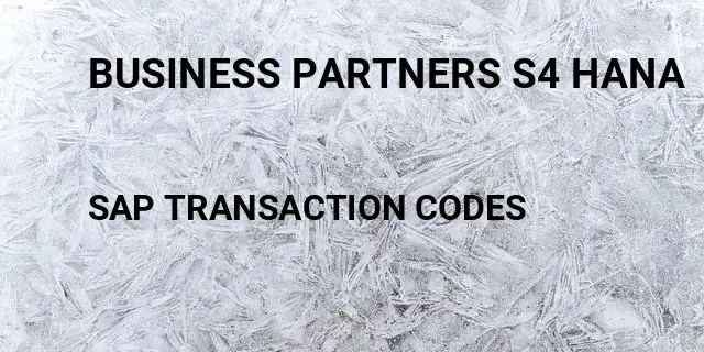 Business partners s4 hana Tcode in SAP