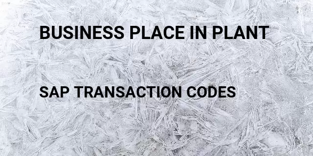 Business place in plant Tcode in SAP