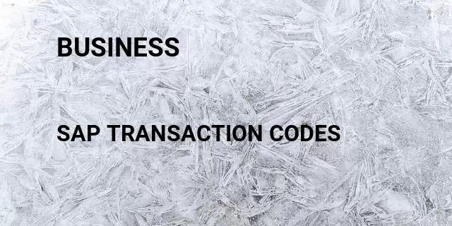 Business Tcode in SAP