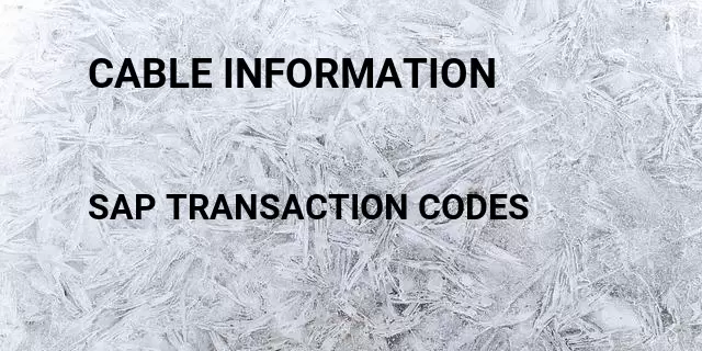 Cable information Tcode in SAP
