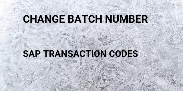 Change batch number  Tcode in SAP