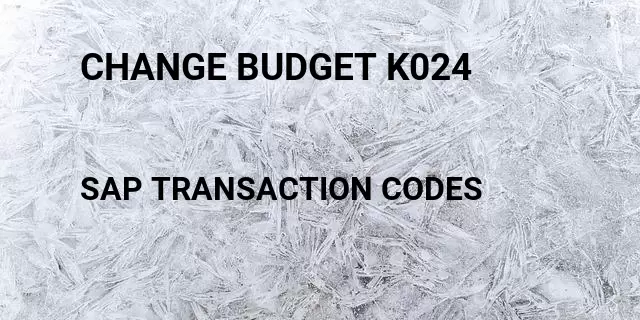 Change budget k024 Tcode in SAP