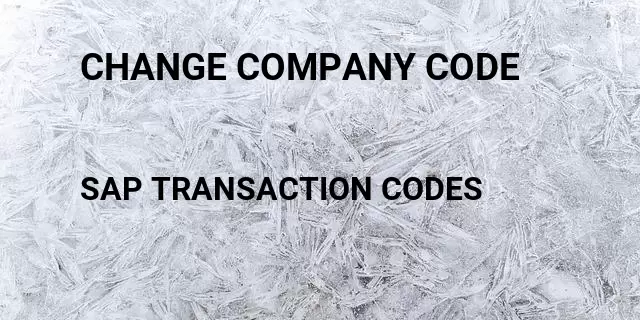 Change company code Tcode in SAP