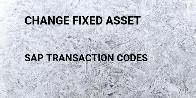 Change fixed asset Tcode in SAP