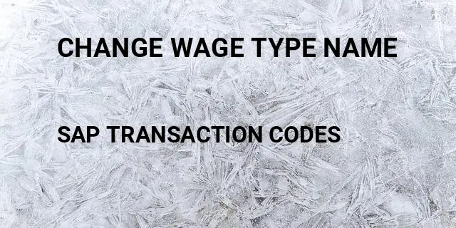 Change wage type name Tcode in SAP