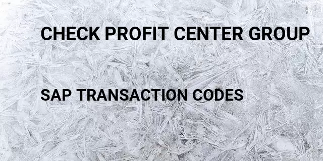 Check profit center group Tcode in SAP