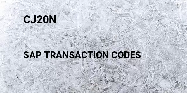 Cj20n Tcode in SAP | Transaction Codes List