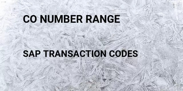 Co number range Tcode in SAP