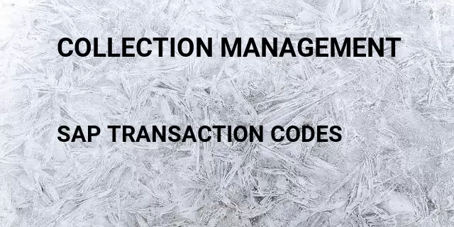 Collection management Tcode in SAP