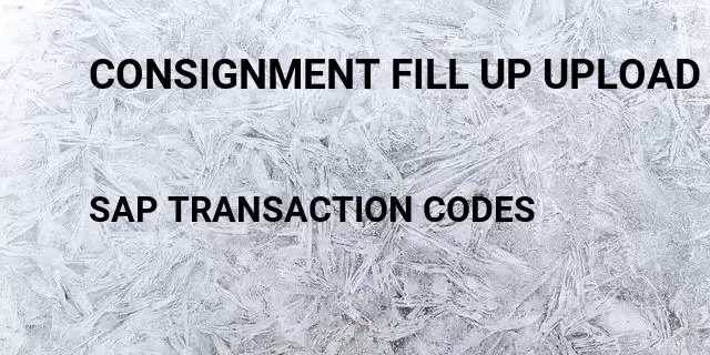 Consignment fill up upload Tcode in SAP