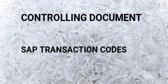 Controlling document Tcode in SAP