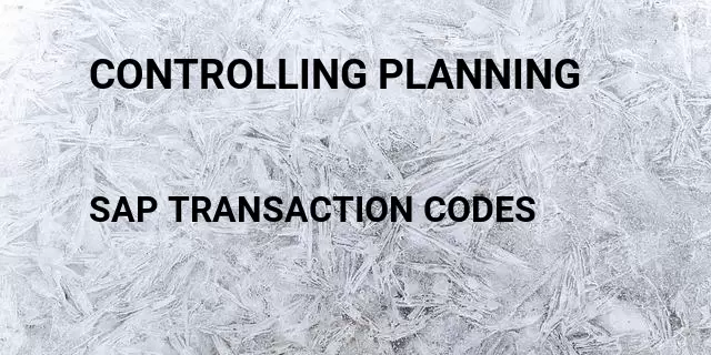 Controlling planning Tcode in SAP