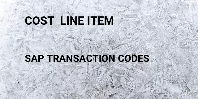 Cost  line item Tcode in SAP