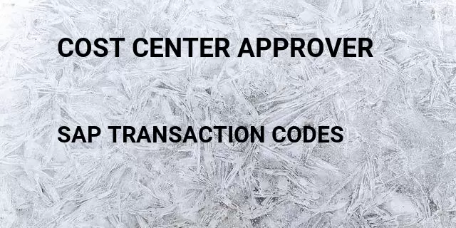 Cost center approver Tcode in SAP