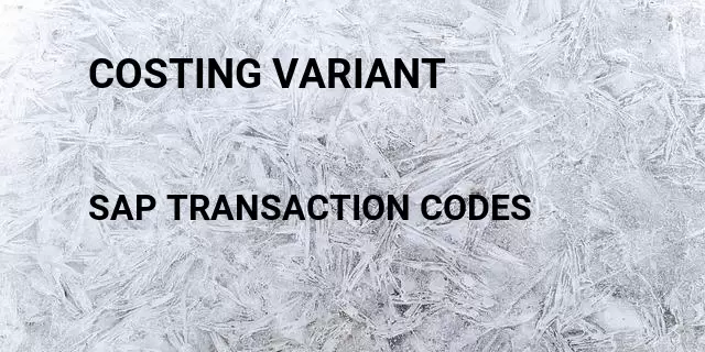 Costing variant Tcode in SAP