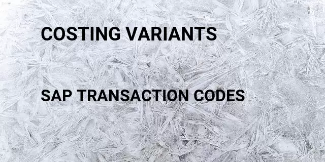 Costing variants Tcode in SAP