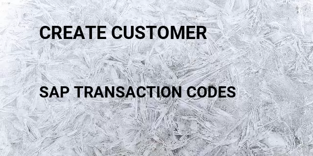 Create customer Tcode in SAP