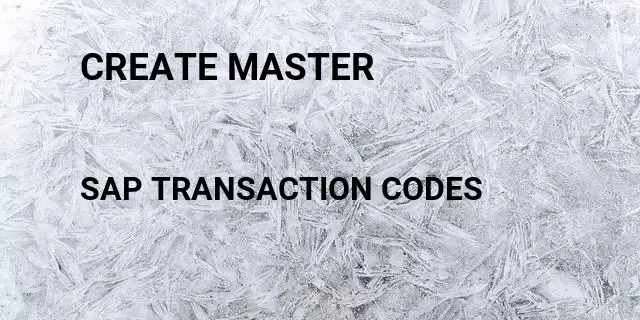 Create master Tcode in SAP
