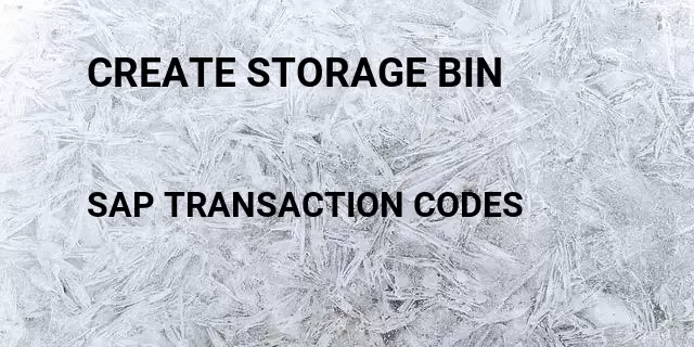 Create storage bin Tcode in SAP