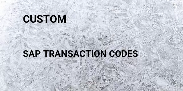 Custom  Tcode in SAP