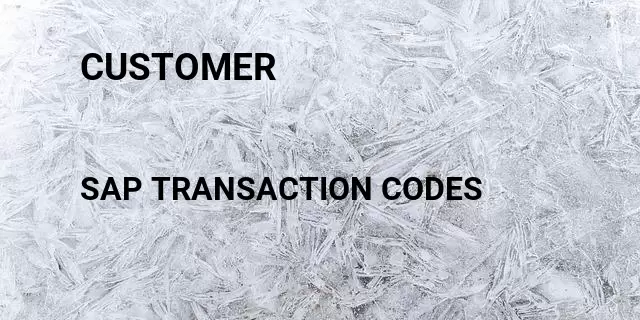 Customer  Tcode in SAP