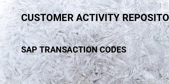 Customer activity repository Tcode in SAP