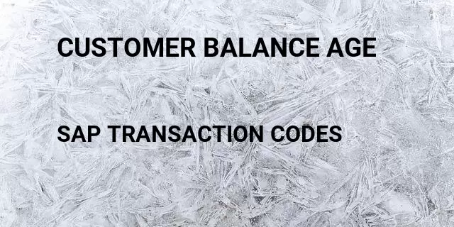 Customer balance age Tcode in SAP