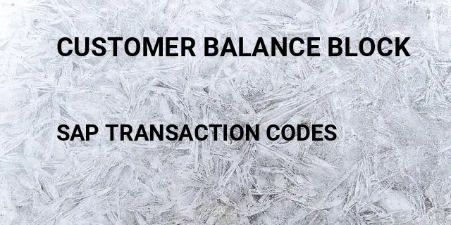 Customer balance block Tcode in SAP