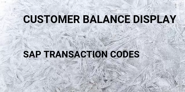 Customer balance display Tcode in SAP