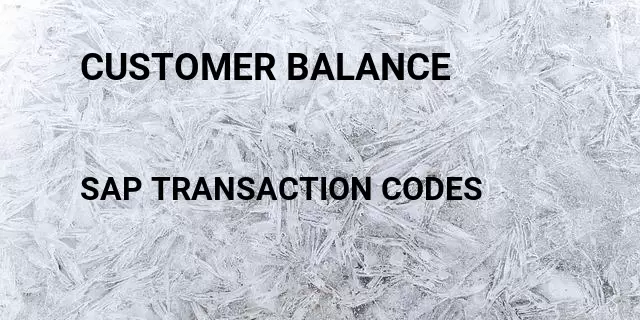 Customer balance Tcode in SAP