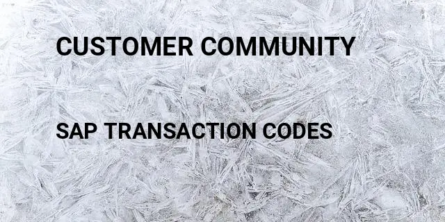 Customer community Tcode in SAP