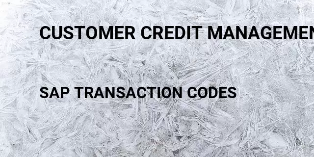 Customer credit management Tcode in SAP