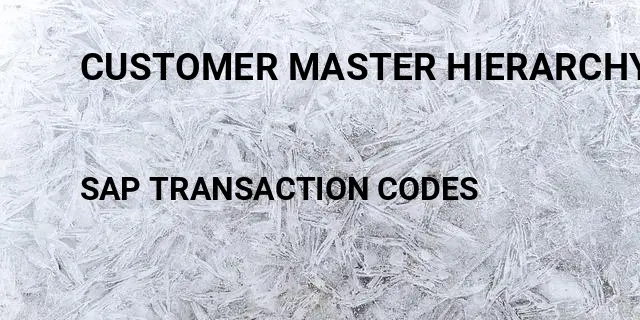 Customer master hierarchy Tcode in SAP
