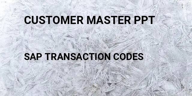 Customer master ppt Tcode in SAP