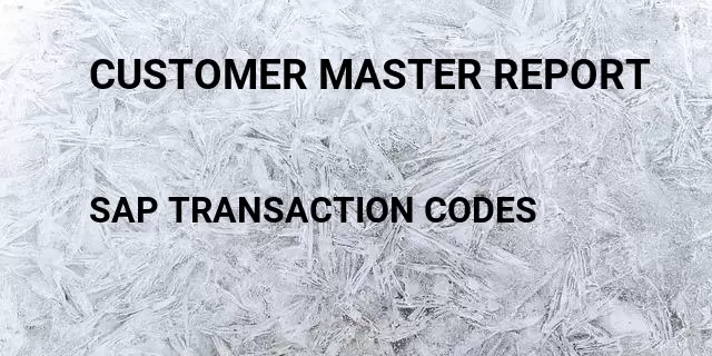 Customer master report Tcode in SAP