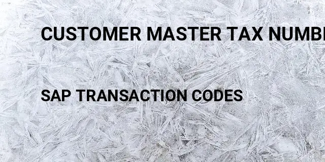 Customer master tax number 1 Tcode in SAP