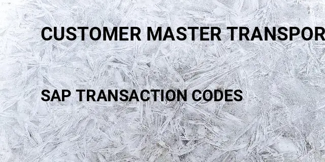 Customer master transportation zone Tcode in SAP