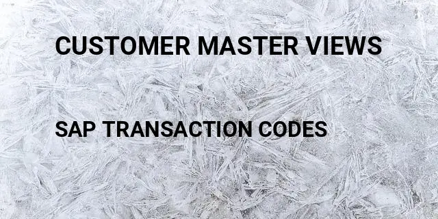 Customer master views Tcode in SAP