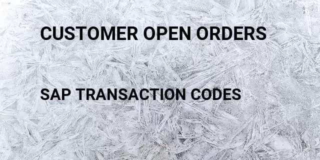 Customer open orders Tcode in SAP