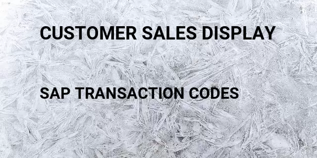 Customer sales display Tcode in SAP