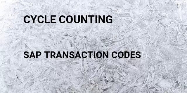 Cycle counting Tcode in SAP