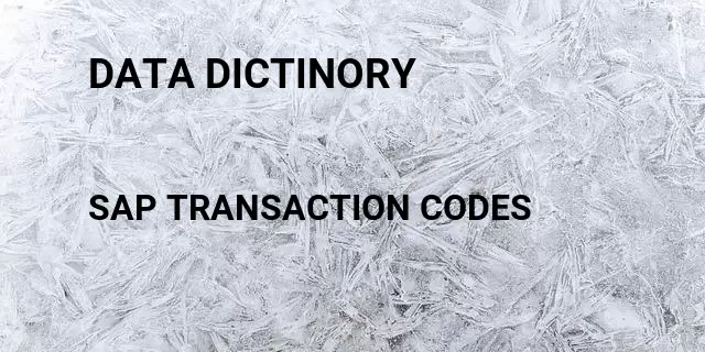 Data dictinory Tcode in SAP