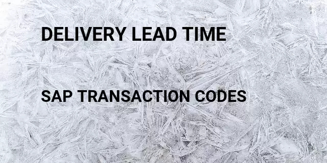Delivery lead time Tcode in SAP