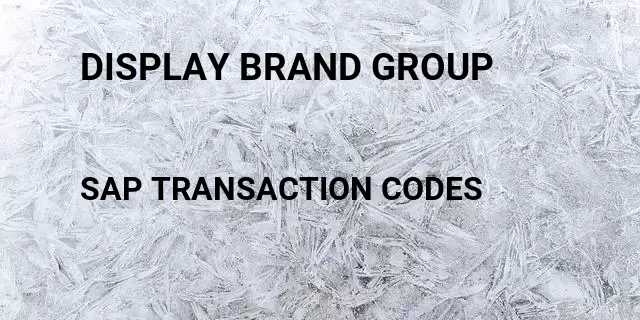 Display brand group Tcode in SAP