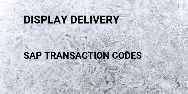 Display delivery Tcode in SAP